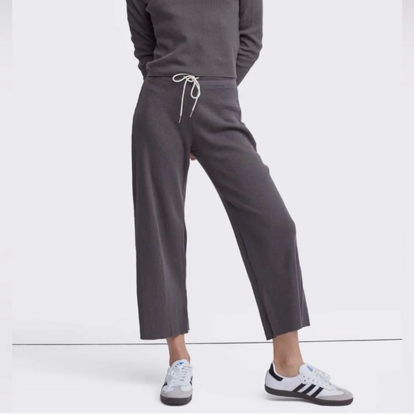 MATE the Label Pants - MATE The Label Organic Cotton Thermal Wide Leg Pants Charcoal Size XS